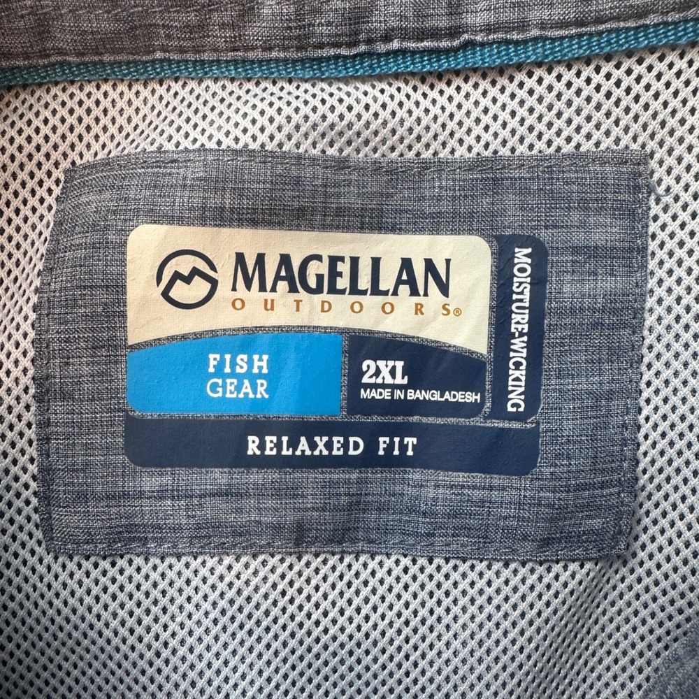 Magellan Outdoors Shirt Men 2XL Gray Aransas Pass Fish Gear Short Sleeve Fishing - Picture 3 of 10